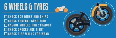 Used motorcycle wheels and tires checklist