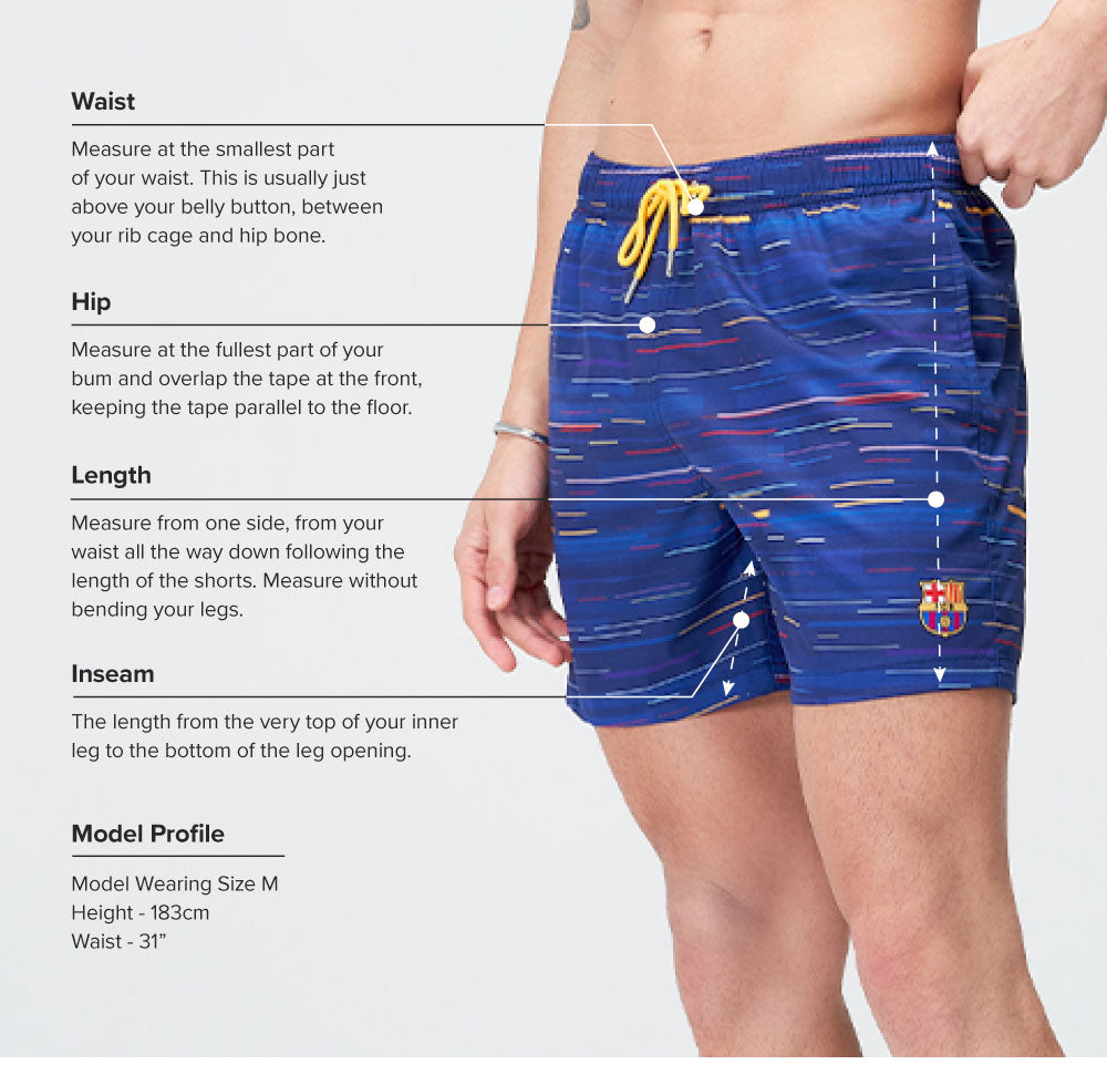 (NEW) Size Chart - FCB Swim Shorts