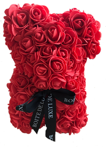 teddy bear made out of real roses