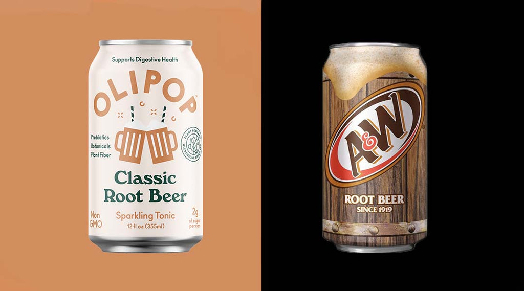 OLIPOP Root Beer vs A&W Root Beer