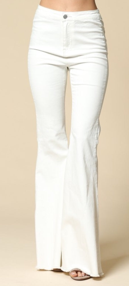 high waisted white jeans flare