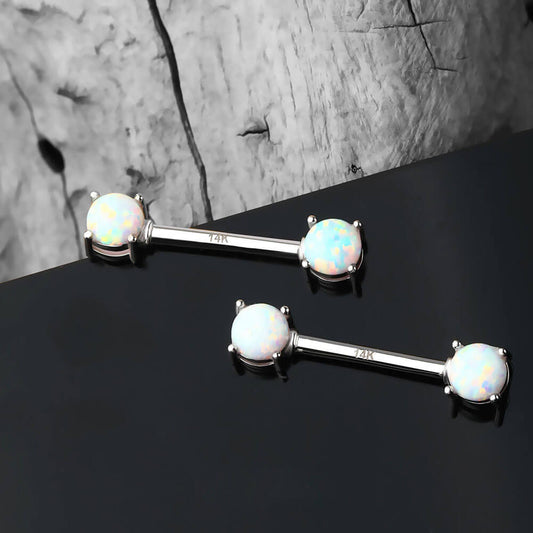 2Ct Round Lab-Created Diamond Piercing Barbell Nipple Rings 14KYellow Gold  Finsh