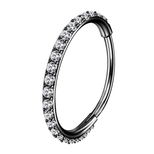20G CZ Nose Ring Hinged Segment Hoop Ring | OUFER BODY JEWELRY