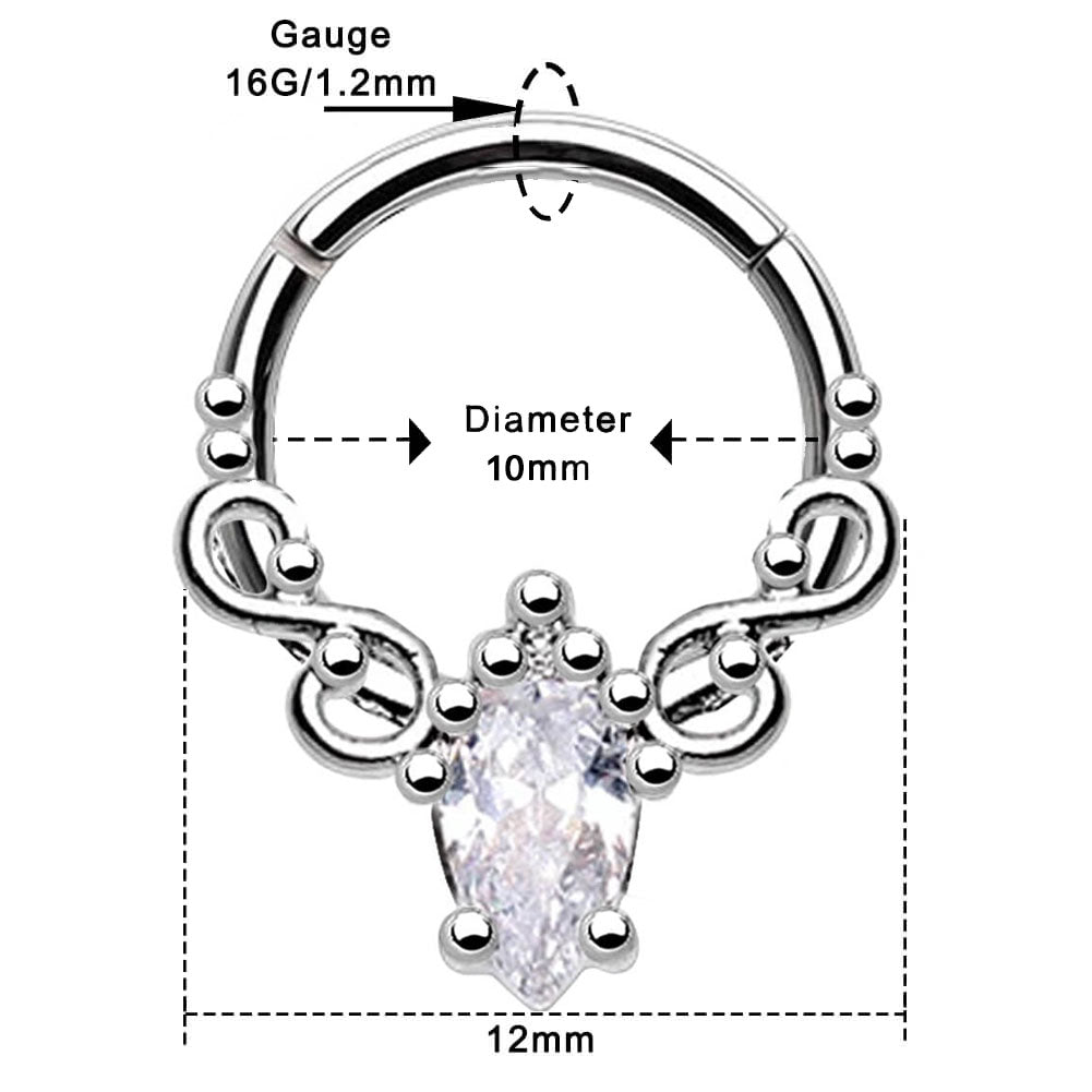 16G Oval Crystal CZ Segment Septum Ring and Daith Earring – OUFER BODY ...