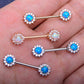 14G 316L Stainless Steel Barbell CZ Surrounded Opal Nipple Rings - OUFER BODY JEWELRY 