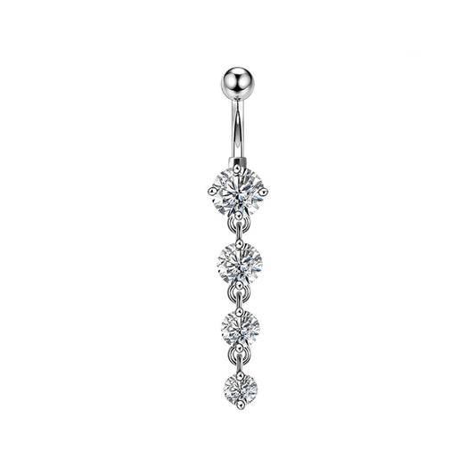 316L Stainless Steel Belly Button Rings Curved Barbell Crystal CZ Nave –  Arardo