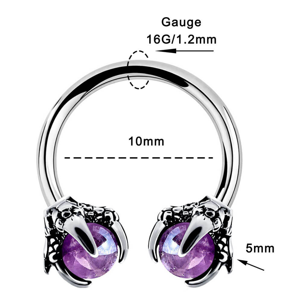 16 Gauge Septum Ring 12 14 18g Dragon Claw Septum Horseshoe Oufer Body Jewelry