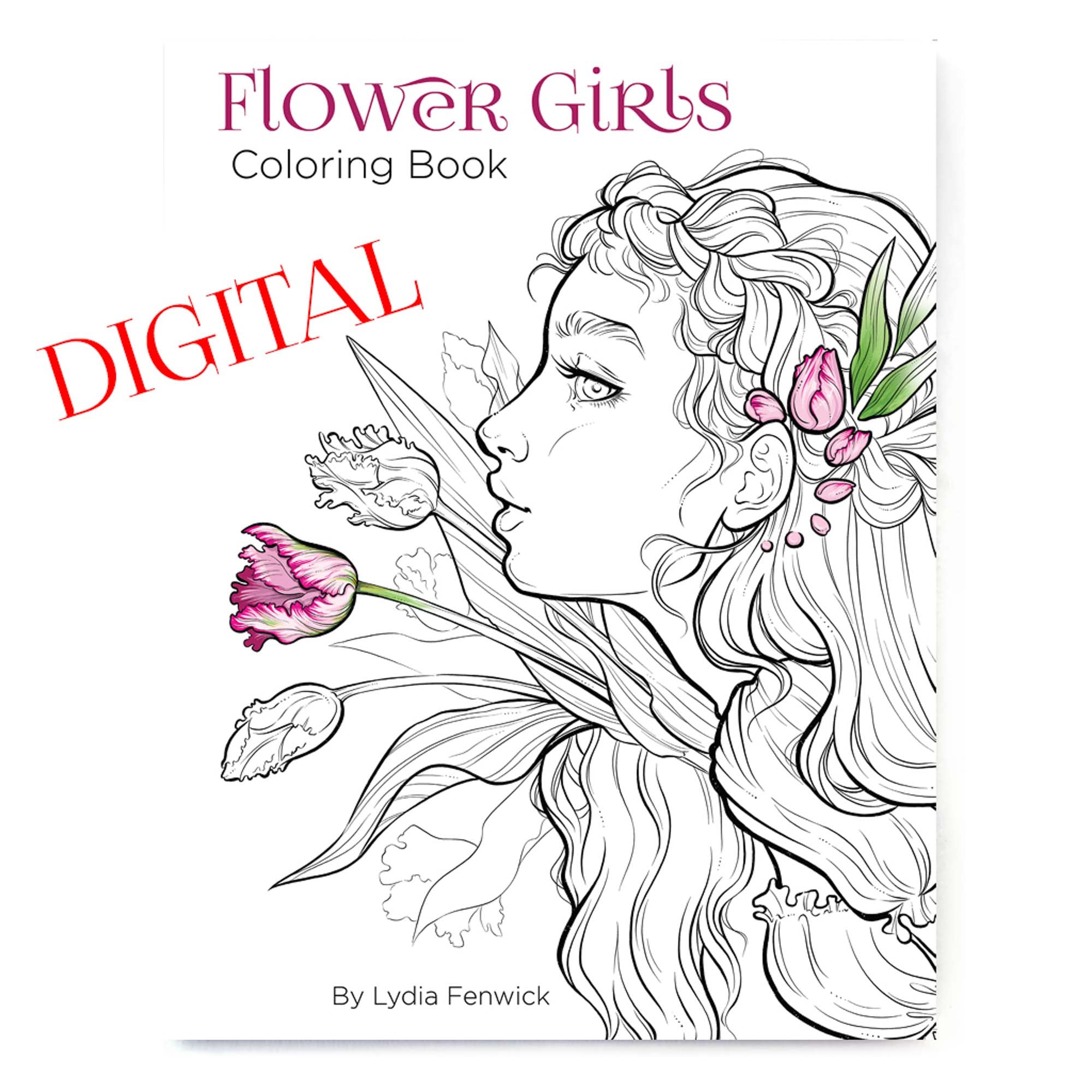 9 Beautiful Girls with Flowers Coloring Pages! - Girl Printable Book -  Digital Download - Not a Physical Product