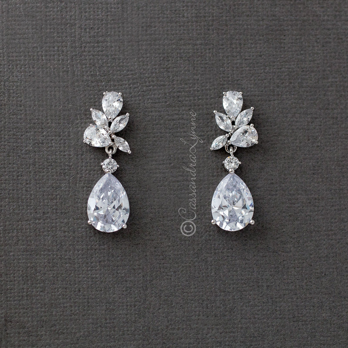 Clip-On Marquise and Pear Teardrop Jewels CZ Earrings - Cassandra Lynne