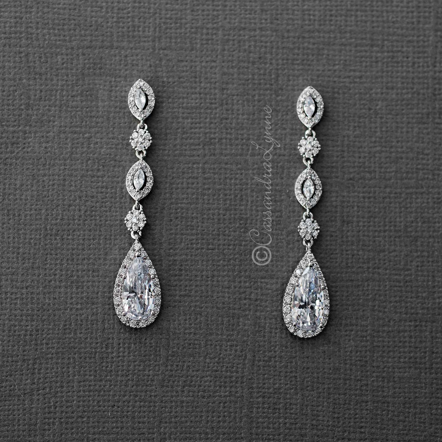 cubic zirconia bridal earrings