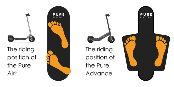 Comparing the riding position of the Pure Air³ and Pure Advance Electric Scooters