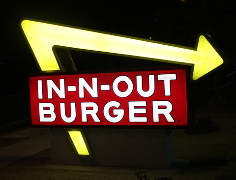 In-N-Out Sign at Harbor and Gissel in Costa Mesa, CA