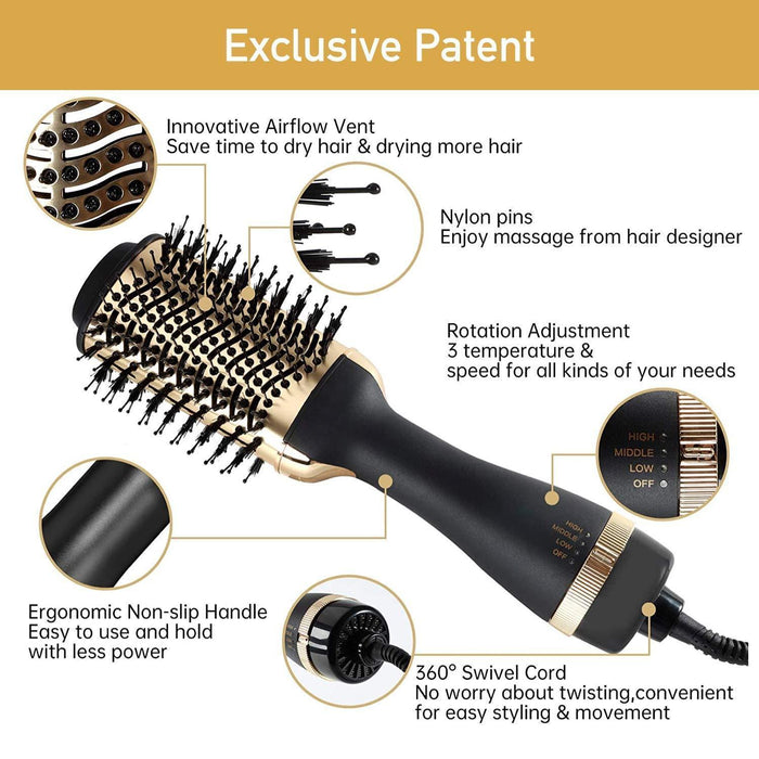 AUSELECT Hair Dryer Brush, Hot Air Brush, 4in1 One Step Hair Dryer & Volumizer-Combs & Brushes-AUSELECT- Smart Buy Direct AU