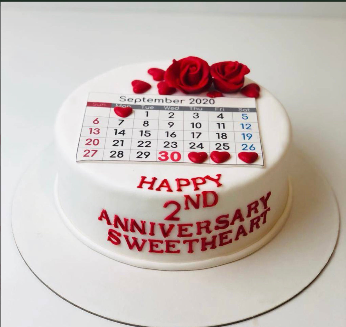 Calendar and Acrylic topper single tier Cake