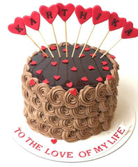 Chocolate Cake With Hearts Cake