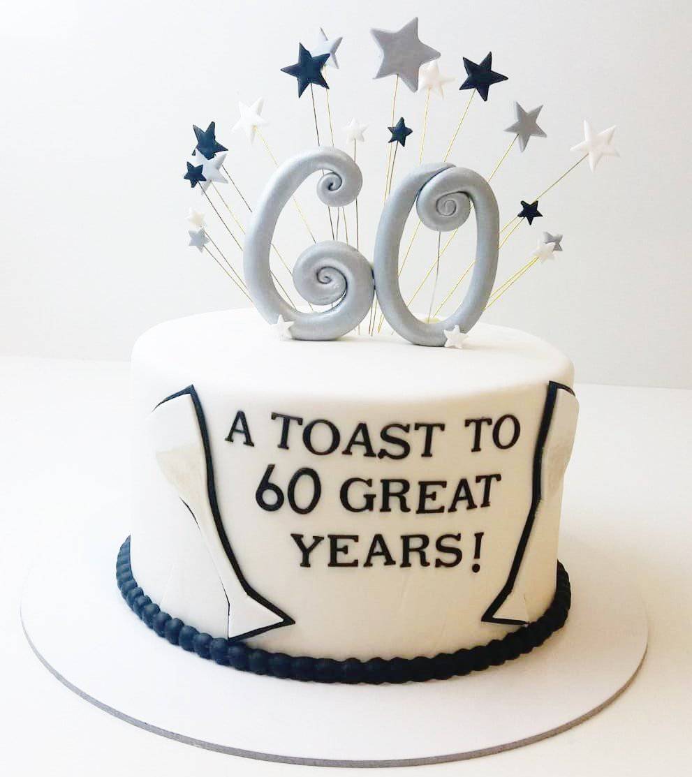 Amazon.com: RoadSea Cheers to 60 Years Cake Topper - Women Men Elderly  Happy 60th Birthday Cake Supplies - 60th Wedding Anniversary Party  Decoration Supplies - Glitter (Blue 60) : Grocery & Gourmet Food