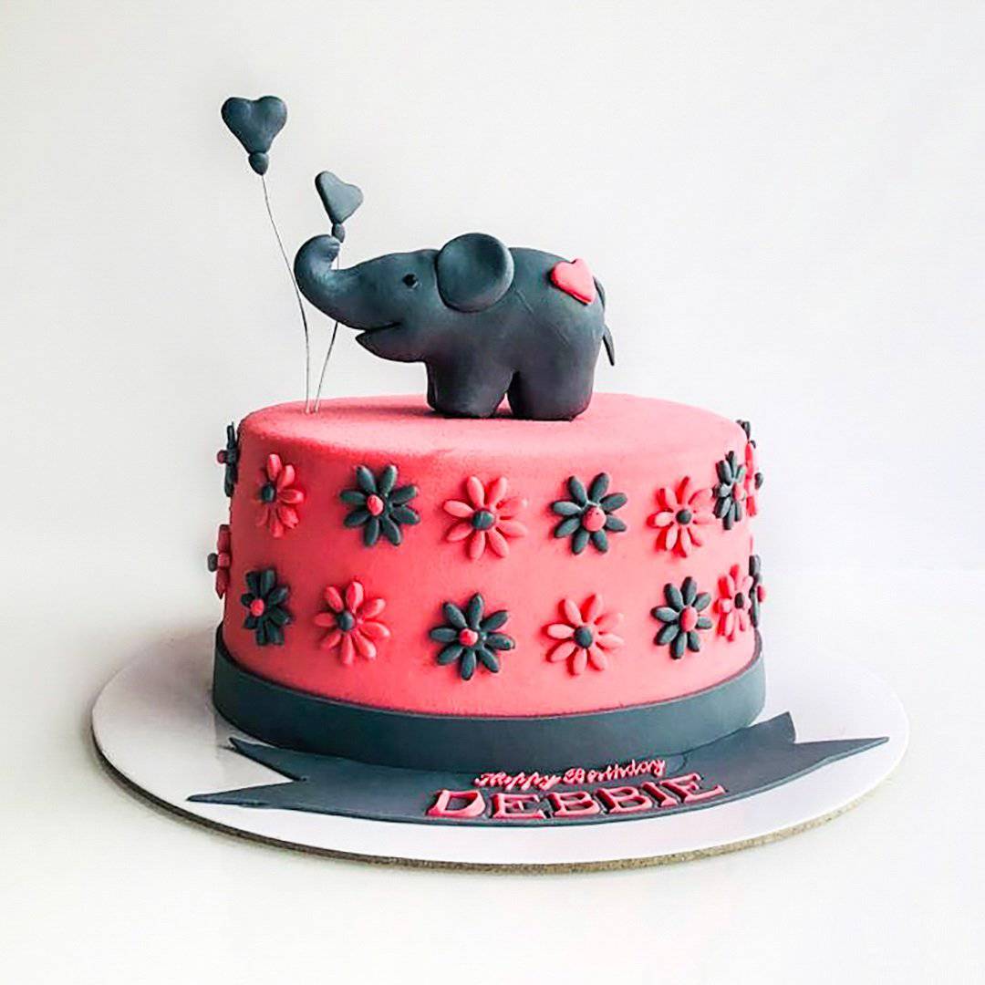 Children's First Birthday Elephant Cake Or Shower Cake - CakeCentral.com