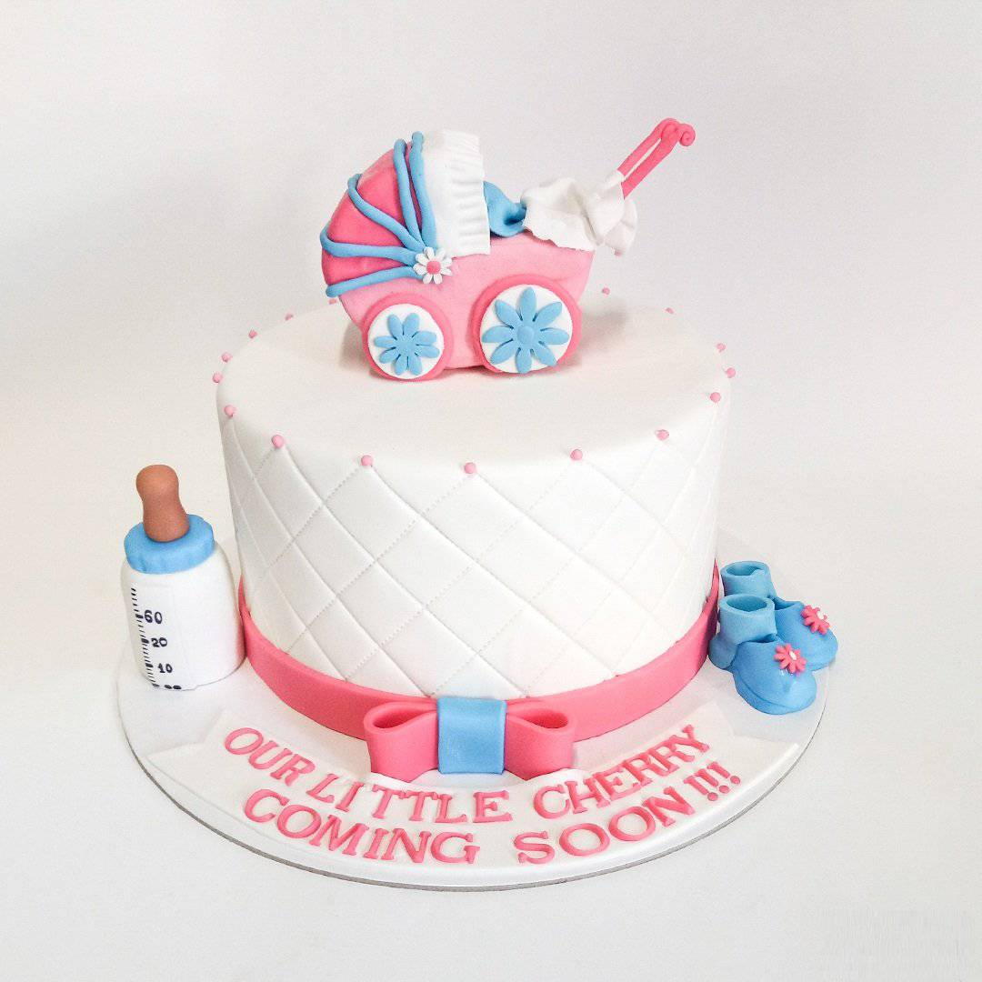 38+ Beautiful Cake Designs To Swoon : Blue and Pink Baby Shower Cake