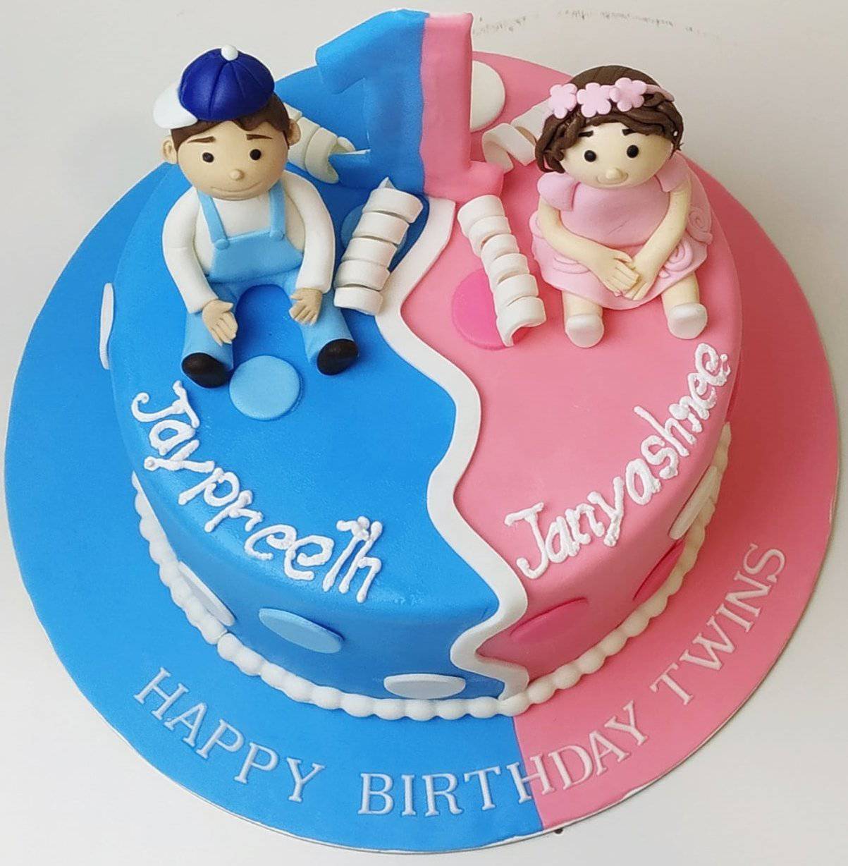 Happy Birthday cake design for Twins/Baby shower cake design/Cake design  ideas for#boy#girl - YouTube