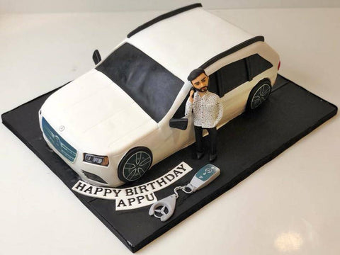 Mercedes Car Travel Theme Cake Design