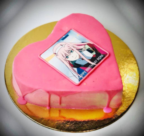 Pink Heart Image Print Cake