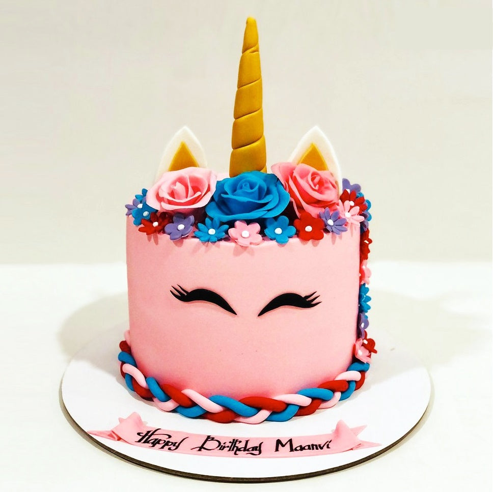 Pink Unicorn Cake - Eggless