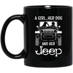 A Girl Her Dog And Her Jeep Mug