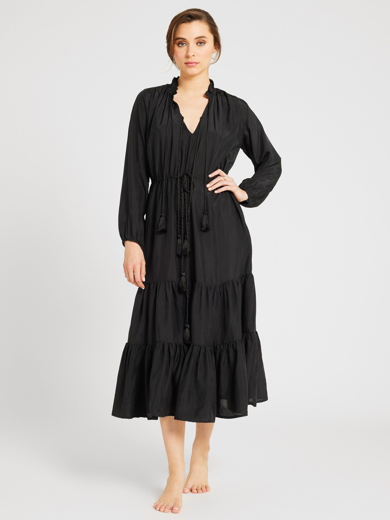 Astrid Dress in Black Silk