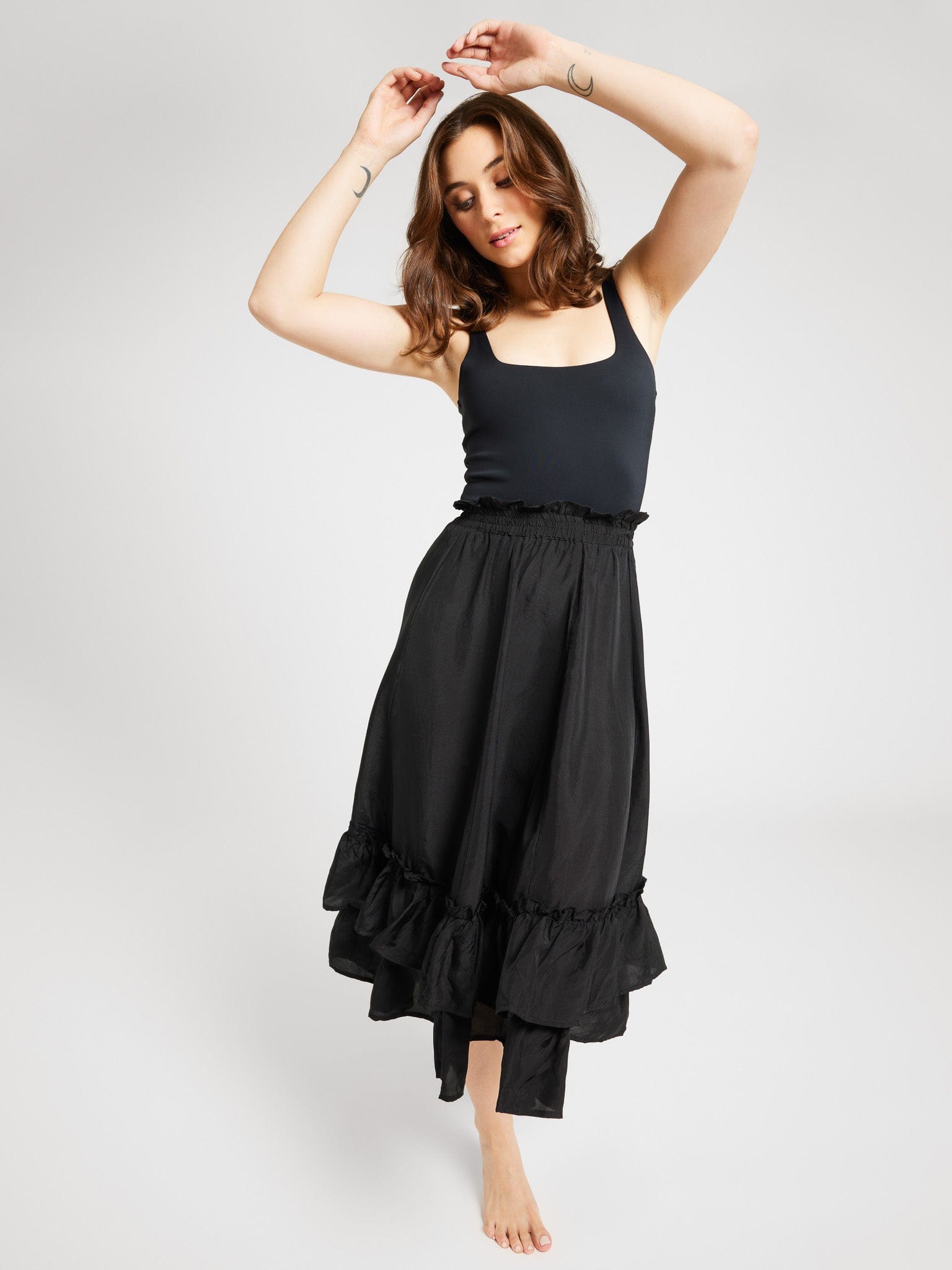 Rosalia Skirt in Black Silk