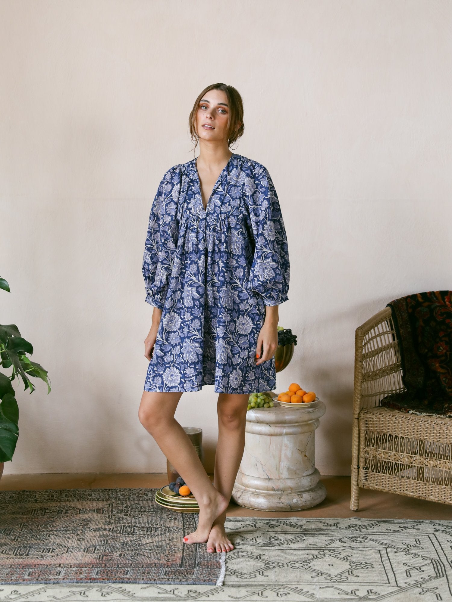 Daisy Dress in Indigo Garden