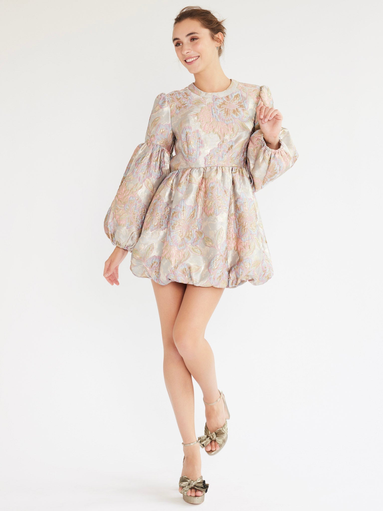 Giselle Dress in Pink Brocade