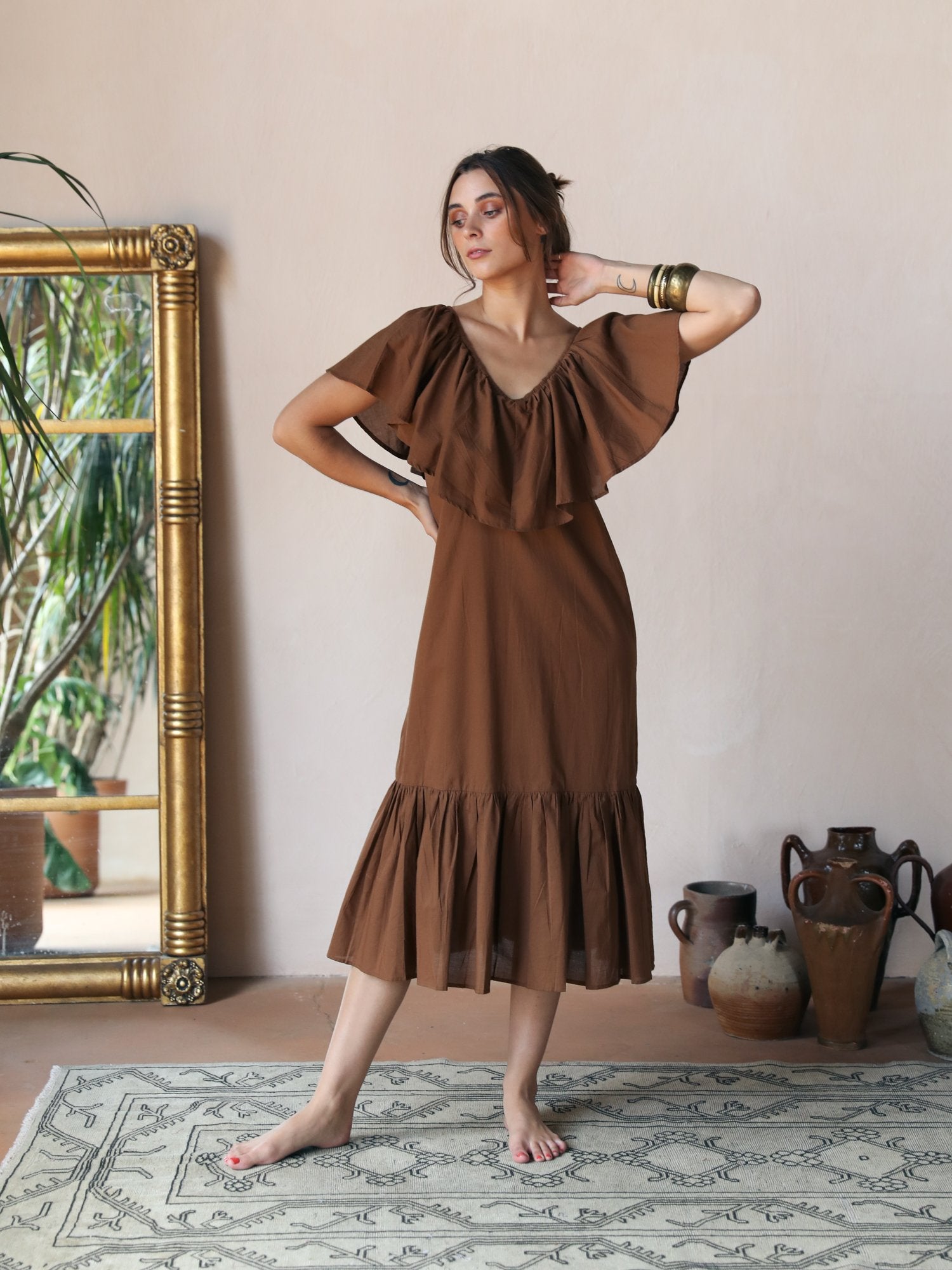 Juliet Dress in Camel Organic Cotton