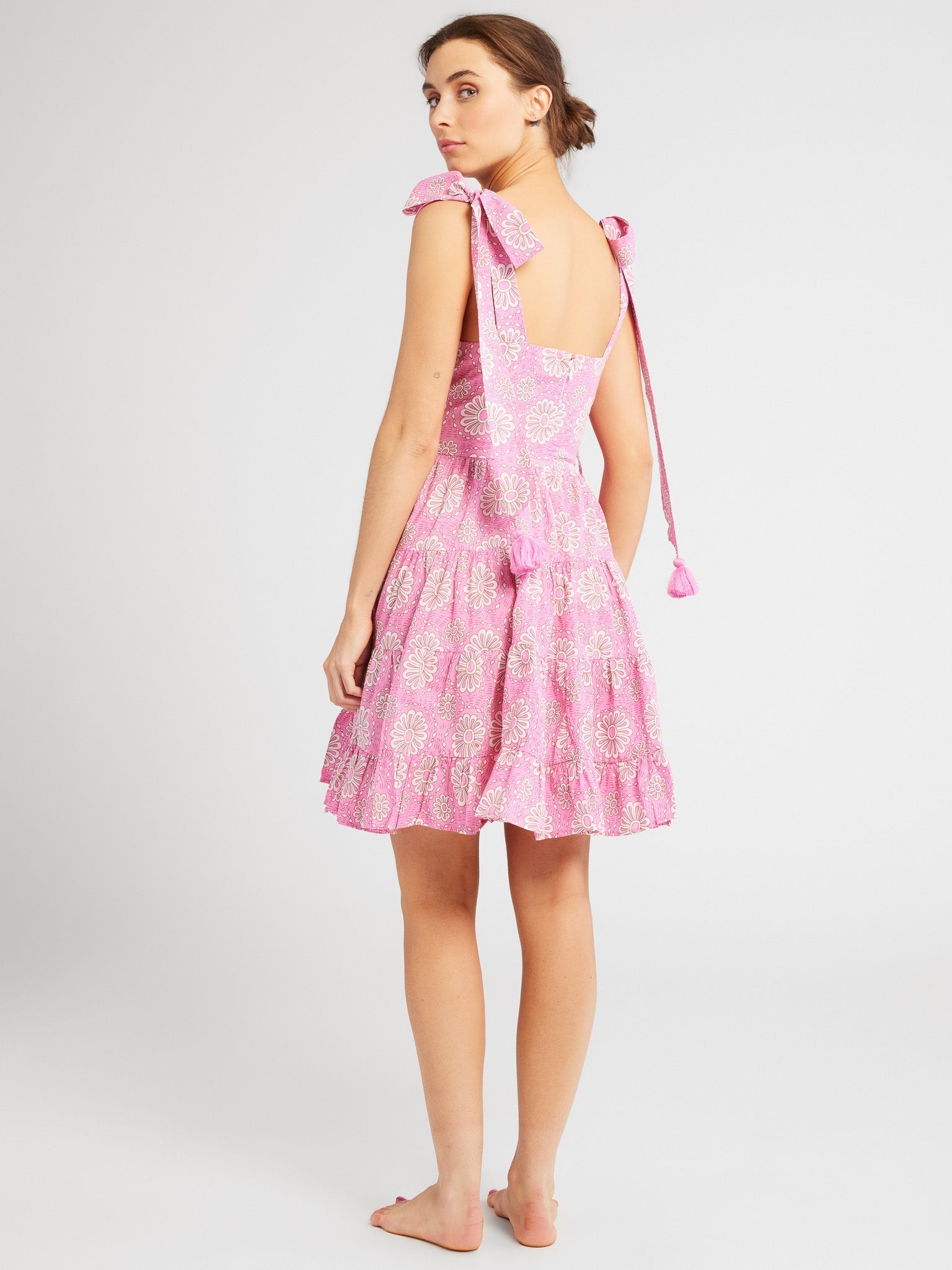 Kiara Dress in Pink Daisy