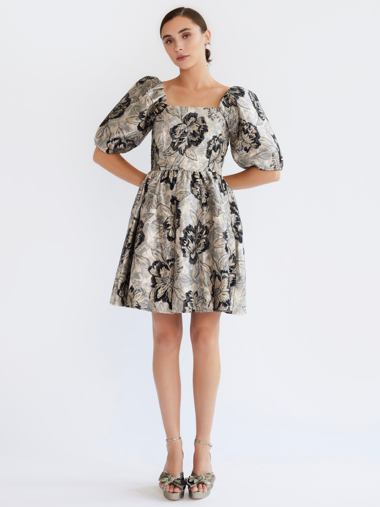 Nina Dress in Black Brocade