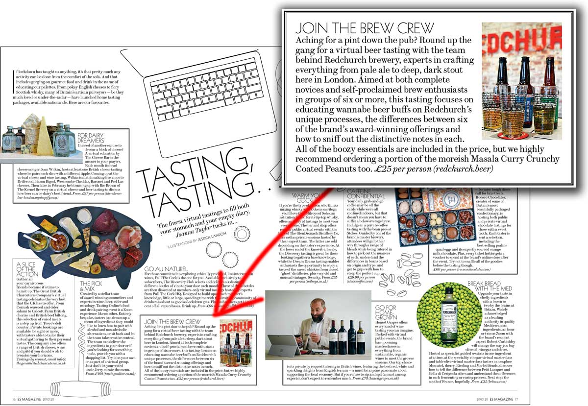 Redchurch Virtual Beer Tasting Evening Standard ES Magazine