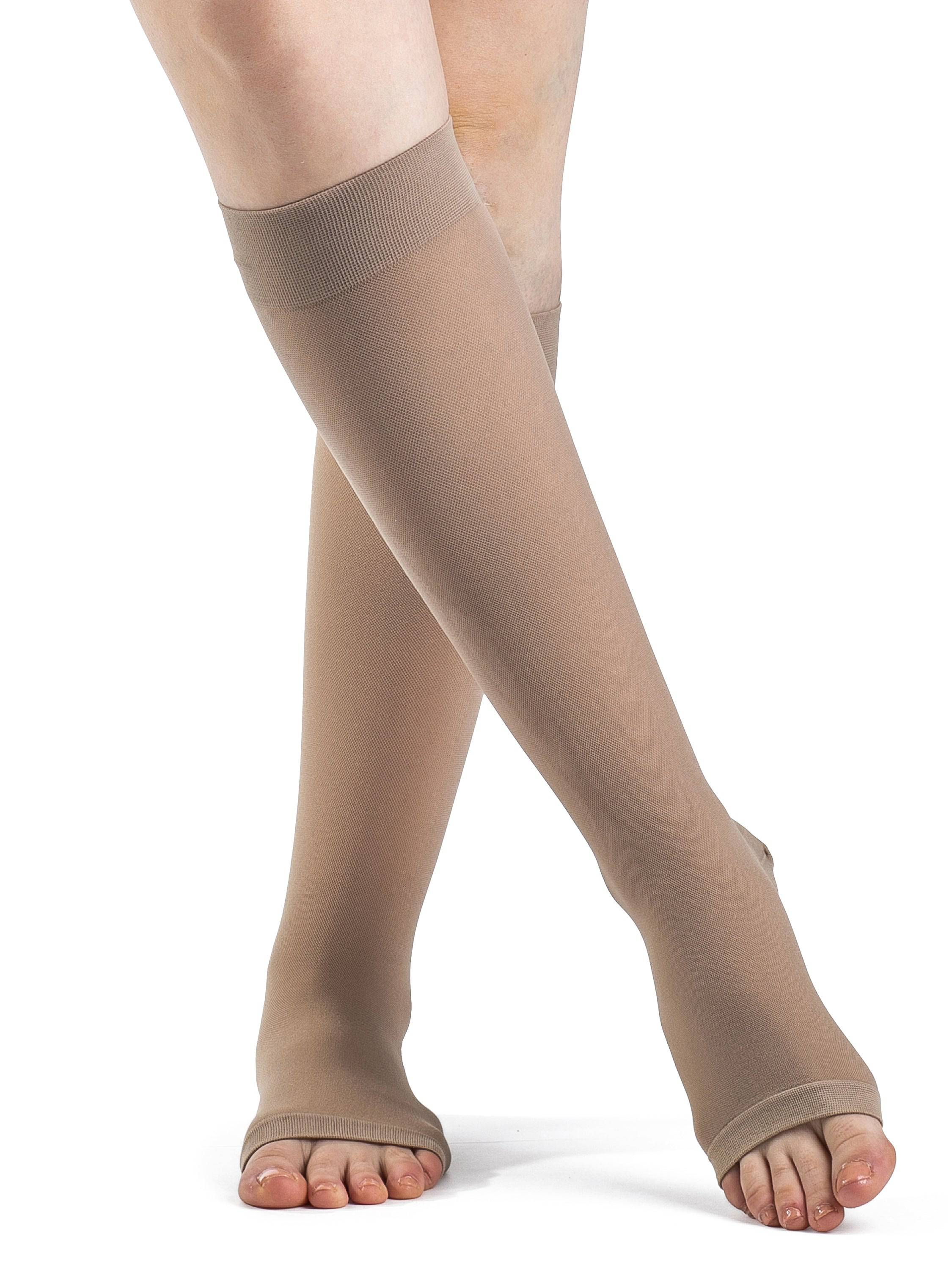 Dynaven Opaque Ribbed Women's Knee High 20-30mmHg-Open Toe