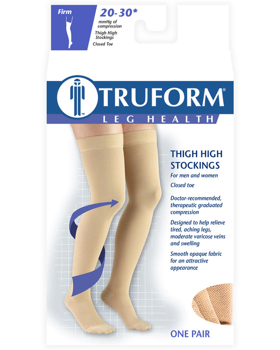 TRUFORM Classic Medical CLOSED TOE Thigh Highs Silicone Dot Top 20-30 ...