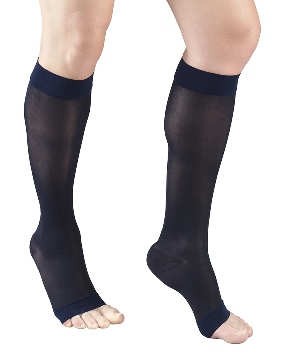 TRUFORM Women's LITES 8-15 mmHg Knee High Open Toe Support Stockings ...