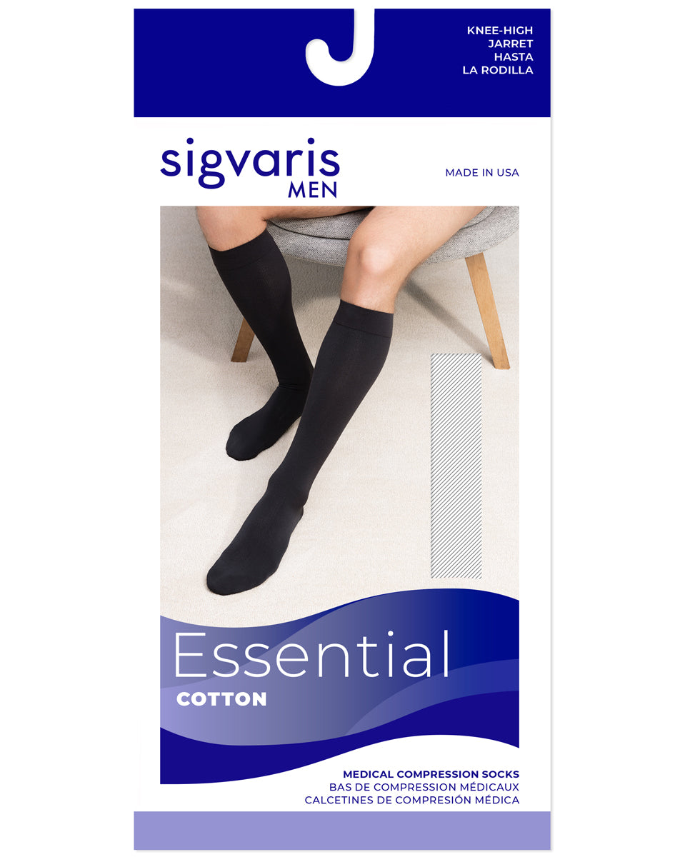 Sigvaris 230 Cotton Series Mens Closed Toe Knee Highs Wsilicone Grip — 