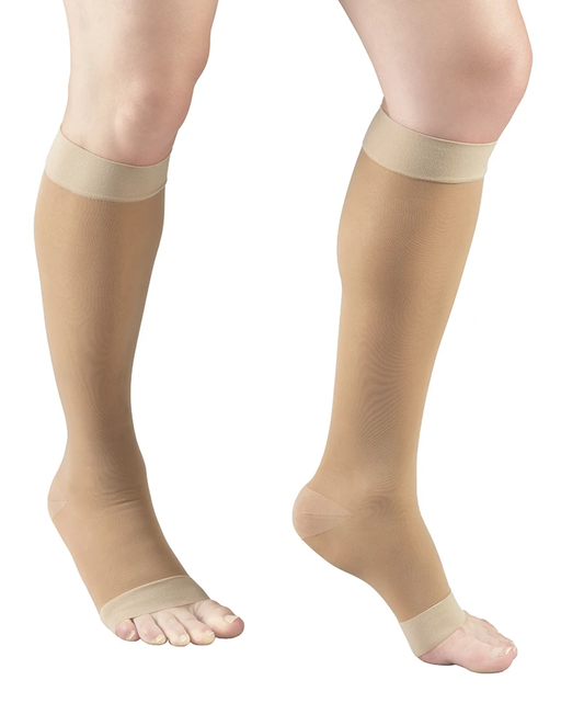 Truform Lymphedema Compression Arm Sleeve, 20-30 mmHg Post Mastectomy  Support, Dot Top Grip Band, Beige, Medium