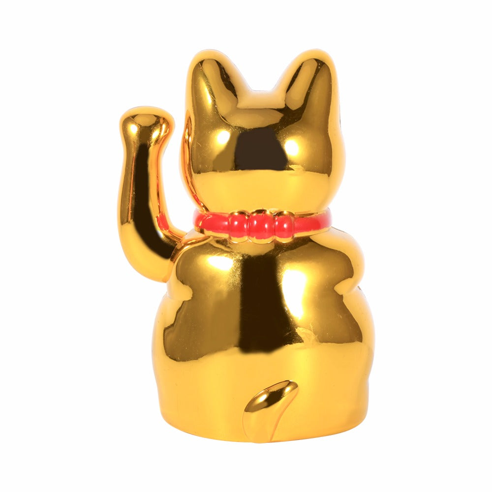  Chinese  Lucky Wealth Waving  Cat  Gold statue  Pershality