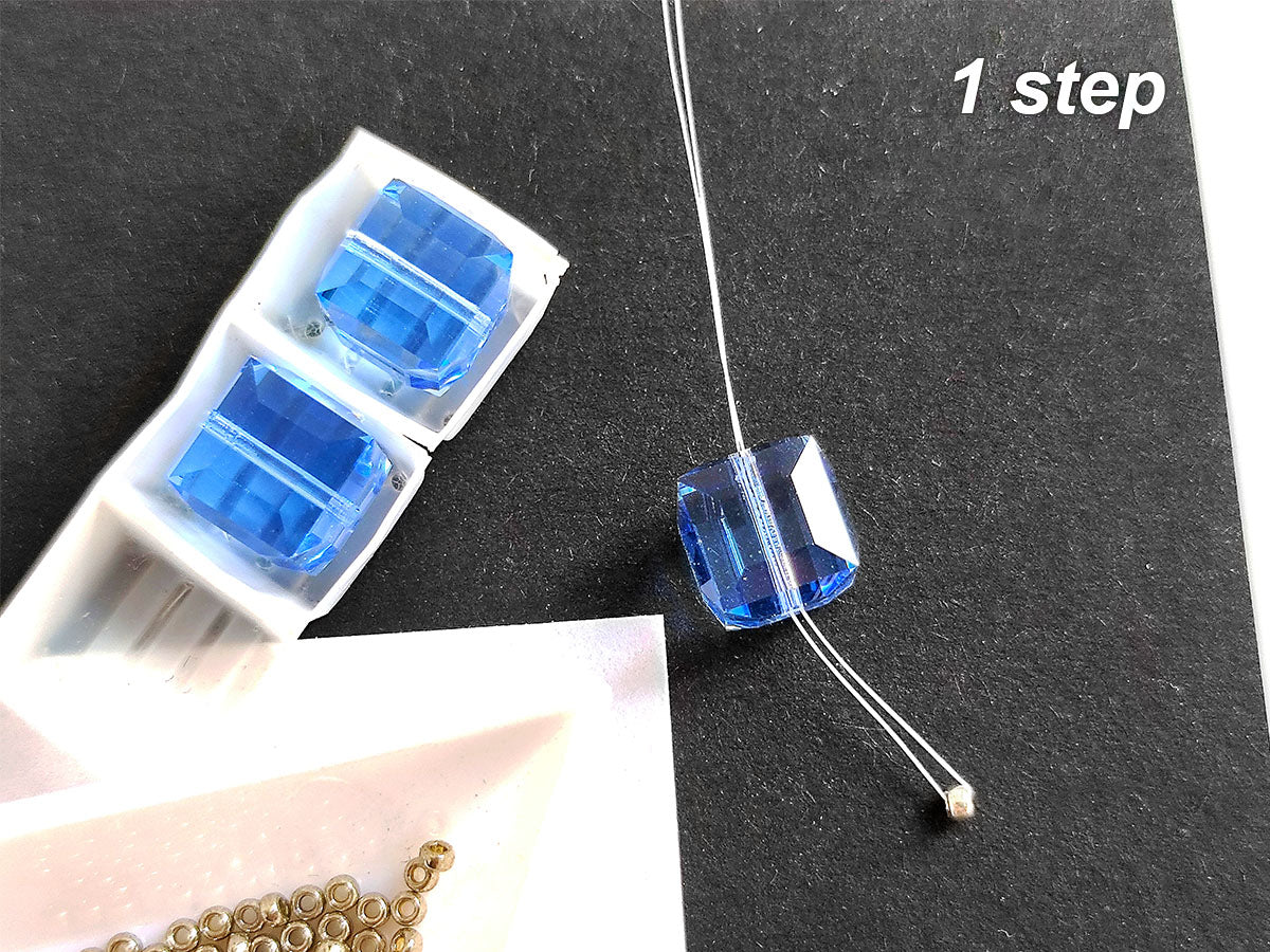 Tutorial - Swarovski Elements 5601 Cube, Light Sapphire DIY Earrings