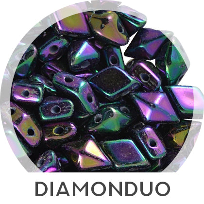 Thalia Bracelet free photo tutorial with Arrow beads and DiamonDuo beads - purple DiamonDuo