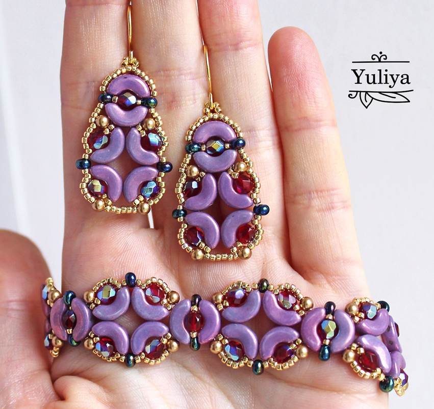 Tutorial jewelry set “Garnet” (free pattern, not for sale) by Yuliya Abelovich 