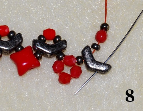 Nuria Bracelet free photo tutorial with Arrow beads and WibeDuo beads step 8