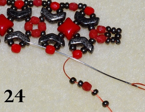 Nuria Bracelet free photo tutorial with Arrow beads and WibeDuo beads step 24