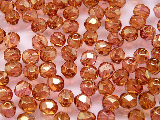 50 pcs Fire Polished Faceted Beads Round 6 mm, Mix Aqua, Czech Glass