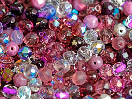 Red Glass Bead Assortment. 50 Gram Mix of Red Czech and Chinese