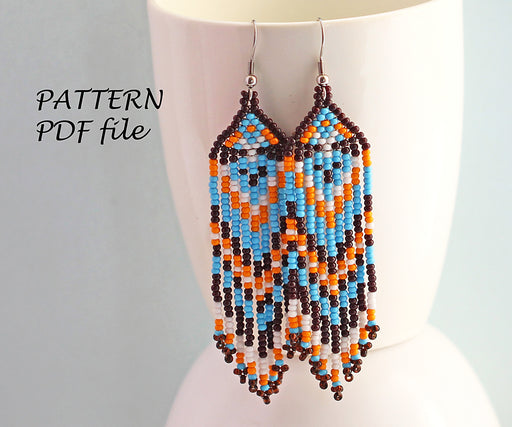 Aztec Ethno Stitch Brick Bead Pattern for Dangle Earrings Native