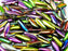 25 pcs Dagger Pressed Beads, 5x16mm, Magic Violet Green, Czech Glass